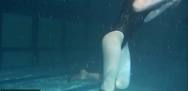  Shaved brunette sissy Irina Polcharova naked in the pool